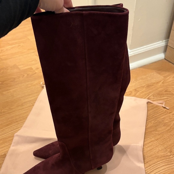 Stuart Weitzman Women's Dark Red Heeled Boots - Picture 4 of 7